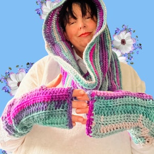 Wednesday Crochet Hood & Mitts Set image 2