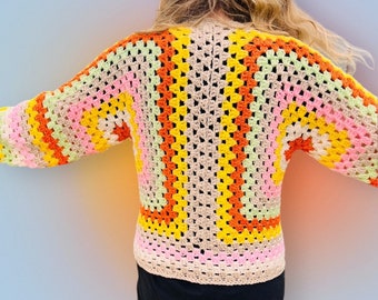 Hexagon Crochet Jumper Size S / 8 - 10 UK