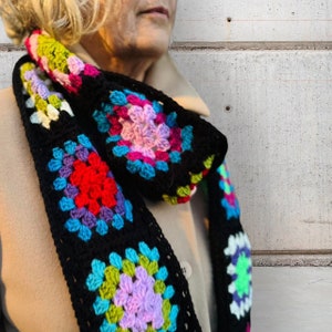 CROCHET PATTERN for Granny Square Crochet Scarf