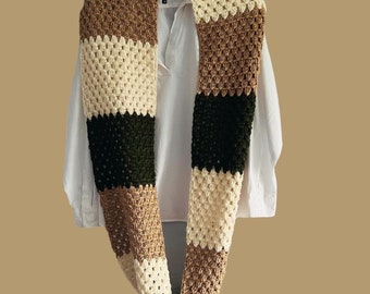 CROCHET PATTERN for Simple Granny Stripe Crochet Scarf
