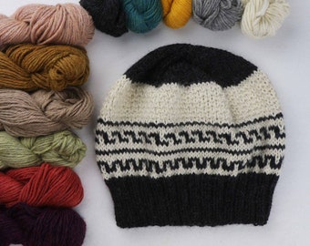 Pako Hat Knitting Pattern by Cecilia Losada, circular needles, knitting in the round, fair isle, jacquard, all sizes, stranded knitting