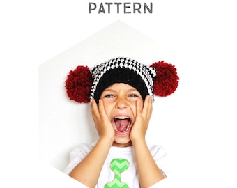 Crochet Pattern The Square Pom Pom Hat - Newborn, Toddler, Child & Adult Sizes, chunky, winter, pom-pom, all sizes, hipster, photo tutorial