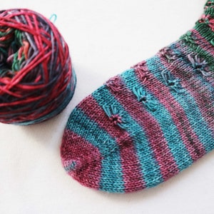 Cornflower Knitting Socks Pattern, knitting two socks at the same time, short rows socks, bottom up socks, all sizes, video tutorial image 4
