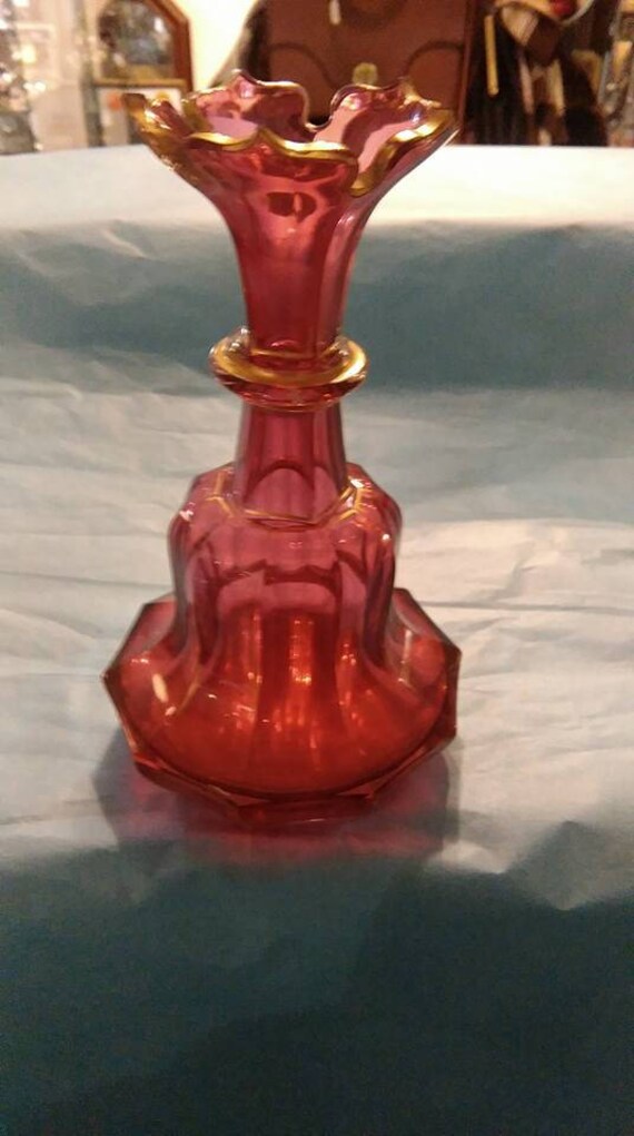 English Antique Cranberry Glass Vase Etsy