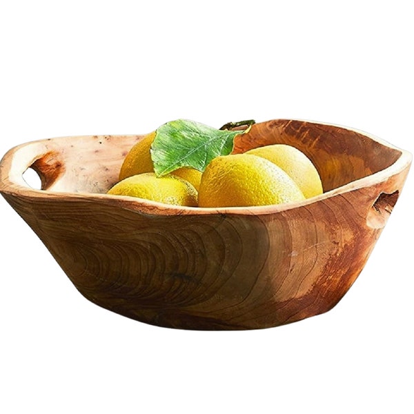 Medium 9" to 11" diameter uniquely shaped hand carved reclaimed root wood salad bowl, fruit bowl or decorative bowl.