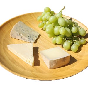 14" Diameter Round Edge Accented Bamboo Platter