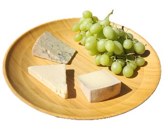 14" bamboe schotel met ronde rand en geaccentueerd