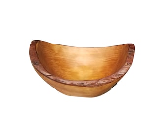 Medium 9.5" X 7" X 3.75" tall bark edge reclaimed root wood bowl