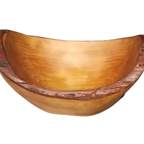 Medium 9.5" X 7" X 3.75" tall bark edge reclaimed root wood bowl