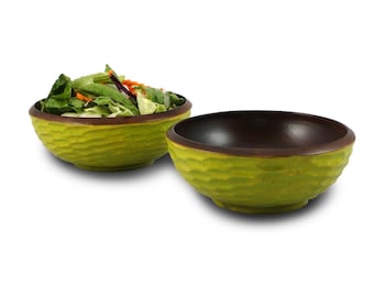 6" Diameter Mango Wood Side Salad / Nut Bowls - Set of Two