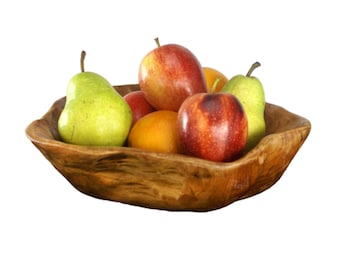 Cuenco de madera de 30 a 38 cm: Raíz recuperada tallada a mano, centro de mesa rústico, frutero o ensaladera.