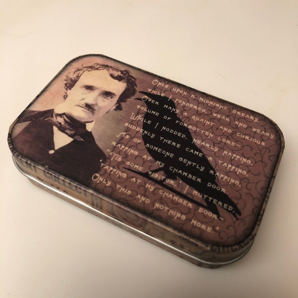 Vintage Style Edgar Allan Poe "The Raven" altered tin