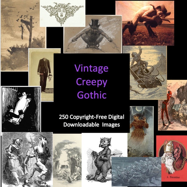 250 Vintage Creepy Gothic Instant Download Printable Copyright Free Images
