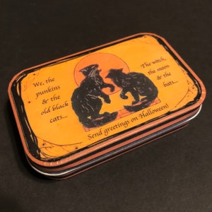 Vintage Halloween Black Cat #9 altered tin