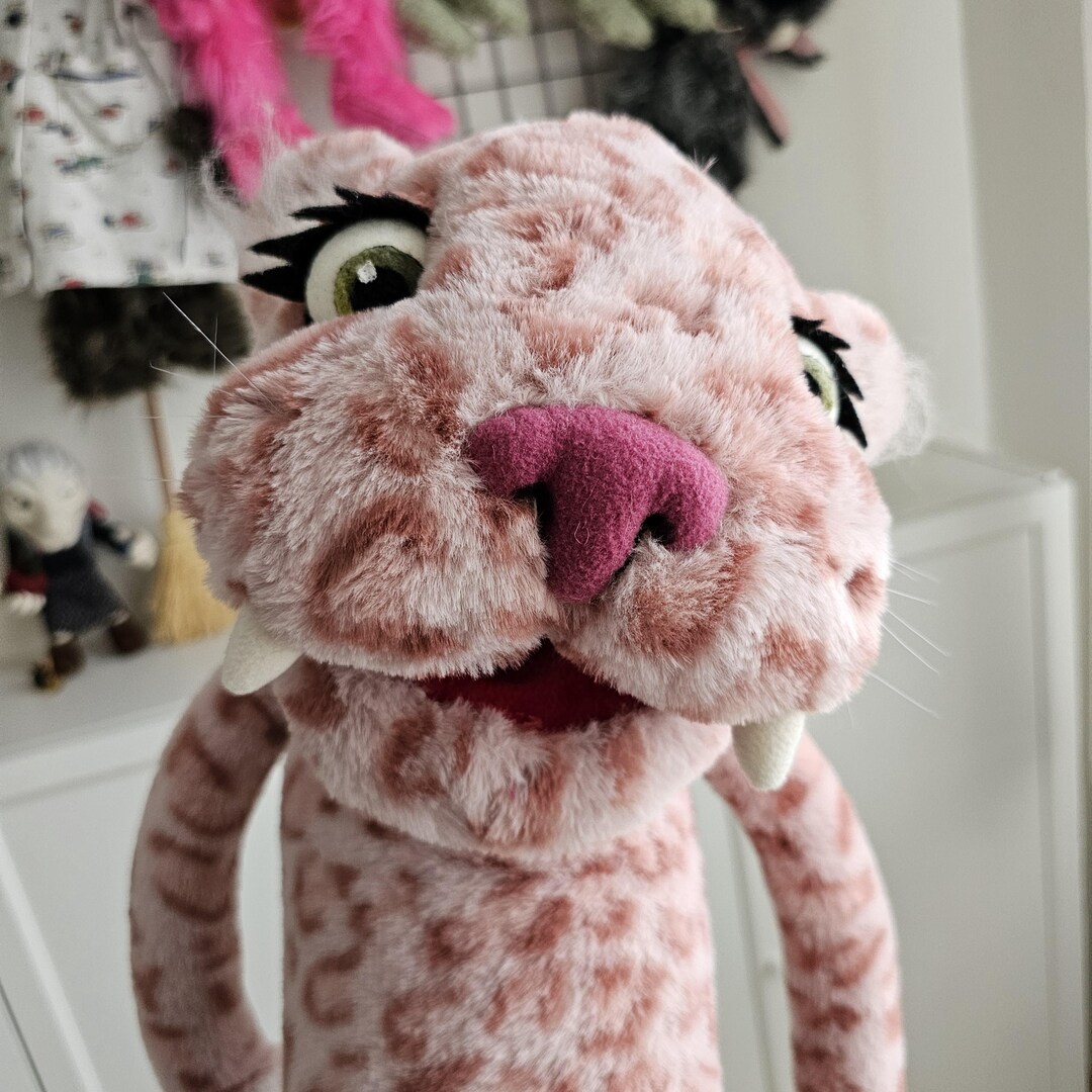 Pink Leopard Hand Puppet With Magnetic Paws | Soft Plush Puppet - Etsy