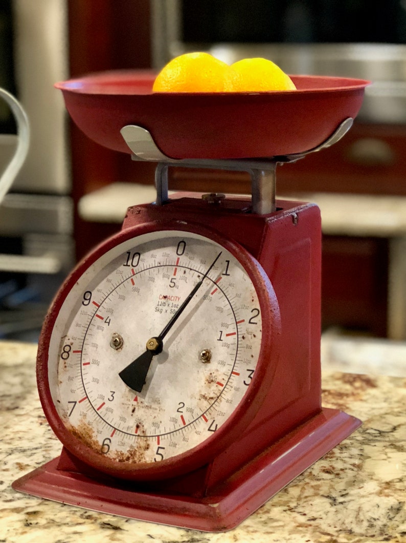 Rustic Red Kitchen Scale Vintage Farmhouse Image 0