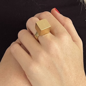 Geometric Gold Plated Ring for Women – Minimalist Fashion design  Sz 7 & 8