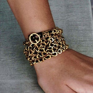 Wrap Bracelet, Boho Wrap Bracelet, Multi Wrap, Gold Chain Wrap, Chunky Bracelet, Wide Bracelet, Handmade Bracelet, Bohemian Bracelet