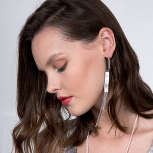 Tassel Earrings, Chain Earrings, Extra Long Earrings, Fringe Earrings, Bohemian Jewelry, Earrings Gift, Fashion Earrings, Unique Earrings image 1