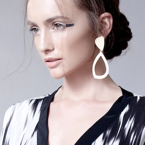 Silver Statement Earrings, Contemporary Earrings, Long Earrings, Double Drop Earrings, Modern earrings, Big Earrings, Bohemian Jewelry image 1