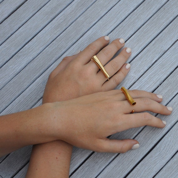 Bague double doigt or hotsell