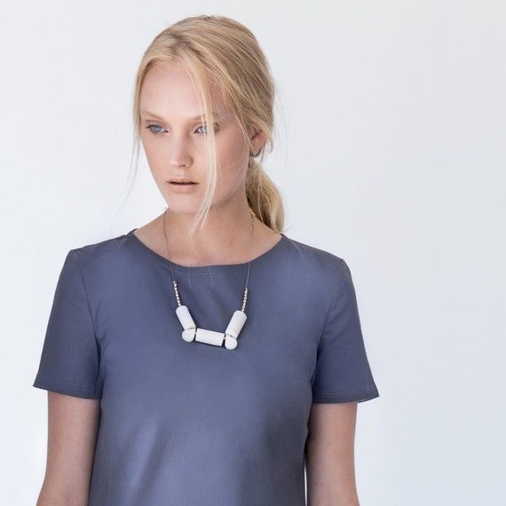 White Coral Necklace: Modern Jewelry, Gold Plated Brass