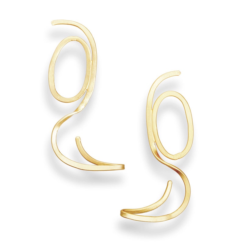 Gold Loop Earrings Long Stud Earrings Long Earrings Gift - Etsy