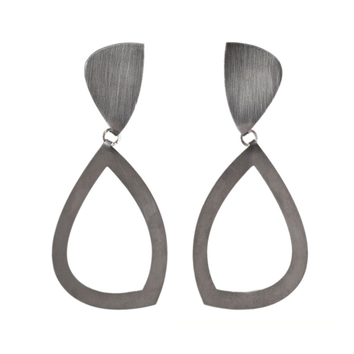 Silver Statement Earrings, Contemporary Earrings, Long Earrings, Double