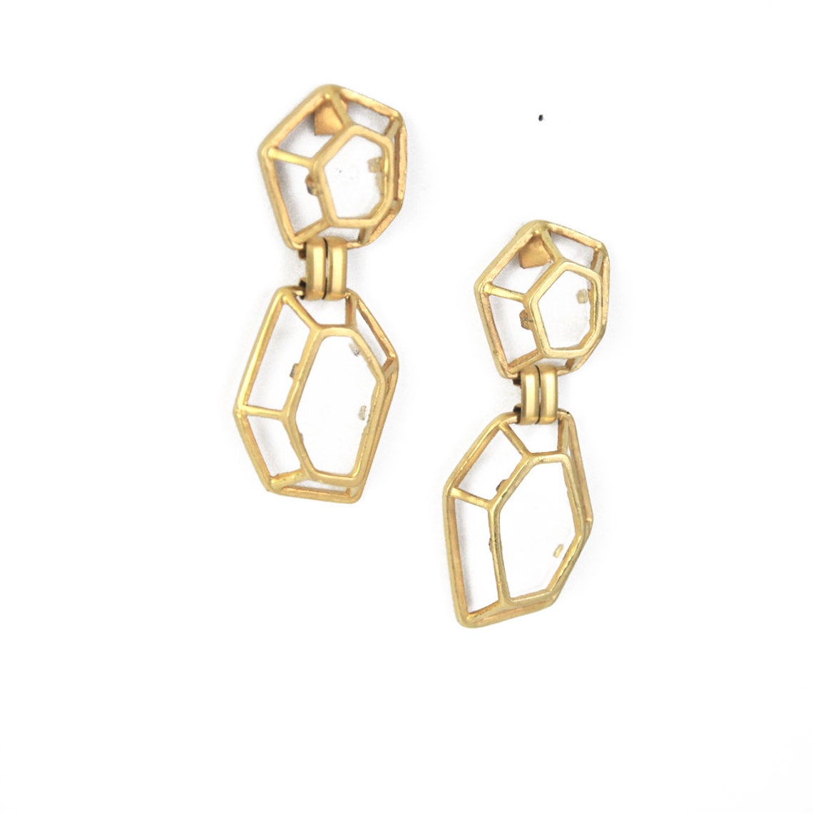 Drop Earrings Gold Long Earrings Geometric Earrings Dangle | Etsy