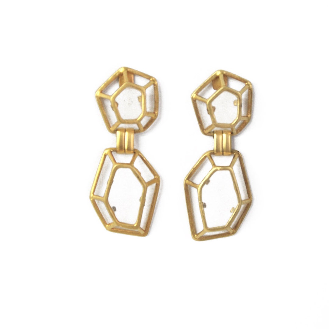 Drop Earrings Gold Long Earrings Geometric Earrings Dangle - Etsy