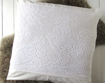 pillow case shabby with crochet pillow 60x60 cushion cover white pure cotton hotel closure