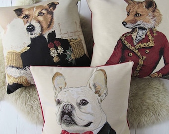Housse de coussin animaux dessin de chien