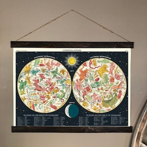 Affiche du zodiaque | Décoration du zodiaque | Impression de la carte de la constellation | Impression d'art mural salon | Astronomie | Poster Constellation | L'art du zodiaque