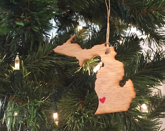 Michigan Ornament | Michigan Christmas Ornament | Michigan Upper & Lower Peninsula Tree Ornament | Michigan Ornament | Tree Ornament