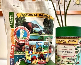 National Parks Tote Bag | National Parks  Totebag | Vintage National Parks | Gift Bag | Canvas Tote Bag | Reusable Bag | Tote | Yellowstone