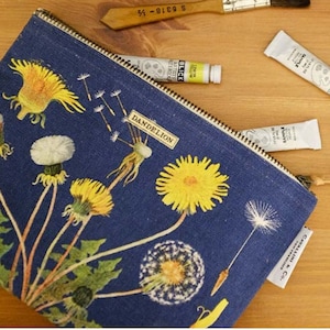 Dandelion Pouch | Floral Pouch | Floral Print Vintage | Dandelion Clutch Purse | Flower Clutch | Flower Bag | Makeup Bag | Travel Bag | Gift