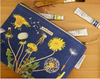 Dandelion Pouch | Floral Pouch | Floral Print Vintage | Dandelion Clutch Purse | Flower Clutch | Flower Bag | Makeup Bag | Travel Bag | Gift