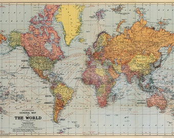 World Map Poster | World Map Art | World Map | World Map Print | Map of the World | World Map Wall Art | World Map Decor | Map Print | 1960
