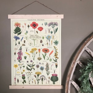 Wildflowers Print Floral Wall Art Floral Print Vintage Wildflowers Poster Wildflowers Art Wildflowers Print Flower Print Decor Print+Hanger:Natural