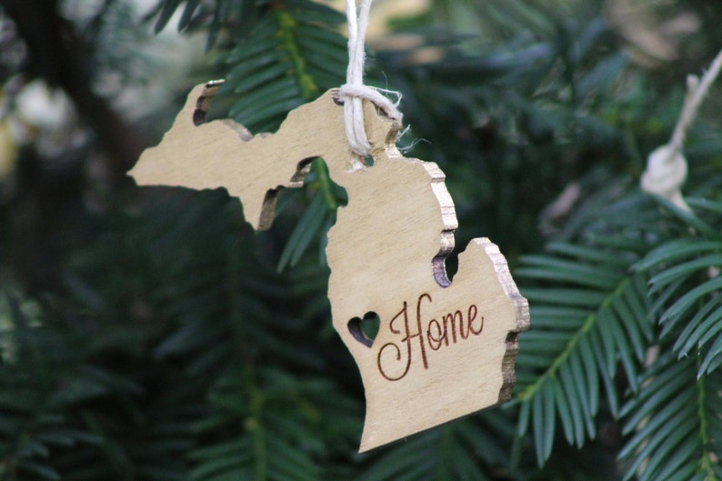 Michigan Ornament Michigan Christmas Ornament Michigan Tree Ornament Michigan Christmas Gift Christmas Gift Stocking Stuffer Gold