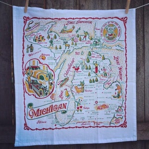 Michigan Towel | Michigan Kitchen Towel | Michigan Tea Towel | Michigan Flour Sack Towel | Vintage Michigan Towel | Christmas Gift | Gift