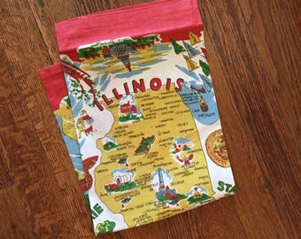 Serviette de l’Illinois | Serviette de cuisine de l’Illinois | Serviette de thé de l’Illinois | Serviette illinois flour sack | serviette vintage illinois | Serviette d’État