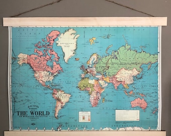 Arte de mapamundi / Póster de mapamundi / Mapamundi / Impresión de mapamundi / Mapa del mundo / Arte mural de mapamundi / Decoración de mapamundi / Impresión de mapa / 1960