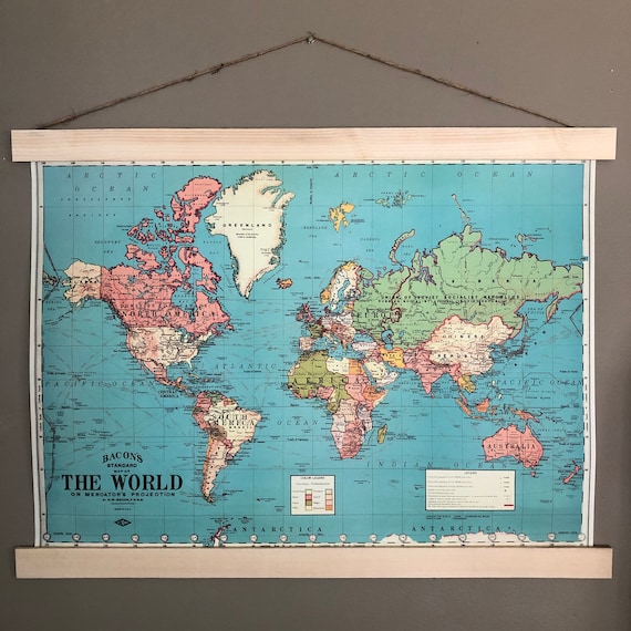 World Map Art | World Map Poster | World Map | World Map Print | Map of the World | World Map Wall Art | World Map Decor | Map Print | 1960