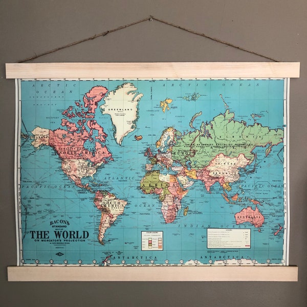 World Map Art | World Map Poster | World Map | World Map Print | Map of the World | World Map Wall Art | World Map Decor | Map Print | 1960