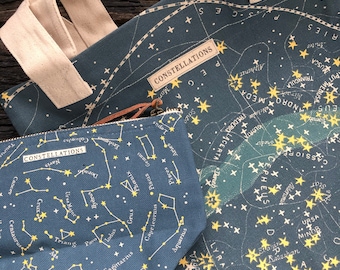Celestial Bag Gift Collection | Constellation Gift | Zodiac Print Vintage | Constellation Bag | Makeup Bag | Reusable Bag | Zodiac Print