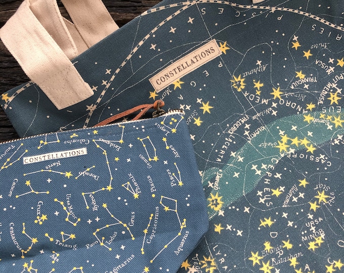 Celestial Tote Bag | Constellation Totebag | Zodiac Print Vintage | Constellation Bag | Canvas Tote Bag | Reusable Bag | Zodiac Fabric |Tote