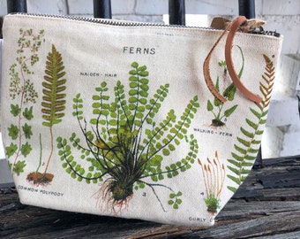 Ferns Pouch | Ferns Clutch | Ferns Print Vintage | Ferns Clutch Purse | Botanical Clutch | Flower Bag | Makeup Bag | Travel Bag | Fern Gift