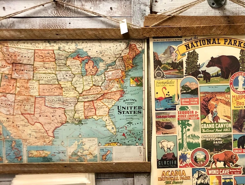 United States Map Poster from the 1960s Print+Hanger:Reclaim