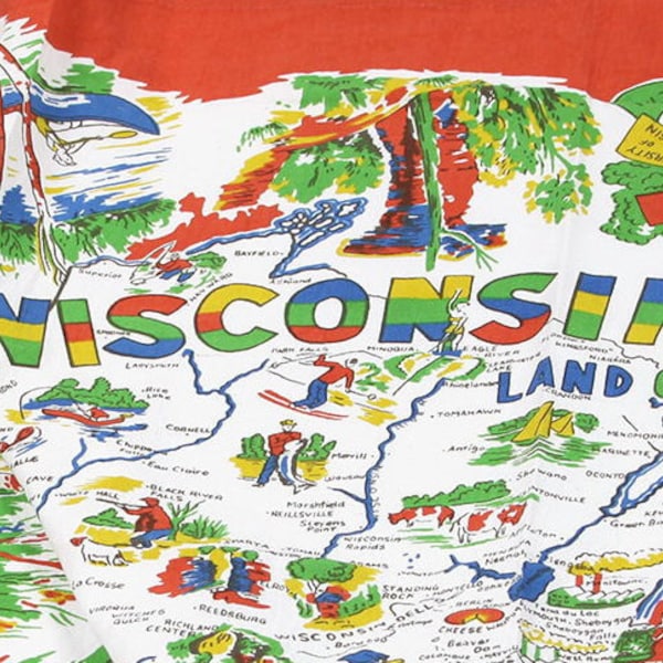 Wisconsin Towel | Wisconsin Kitchen Towel | Wisconsin Tea Towel | Wisconsin Flour Sack Towel | Vintage Wisconsin Towel | State Towel |Badger